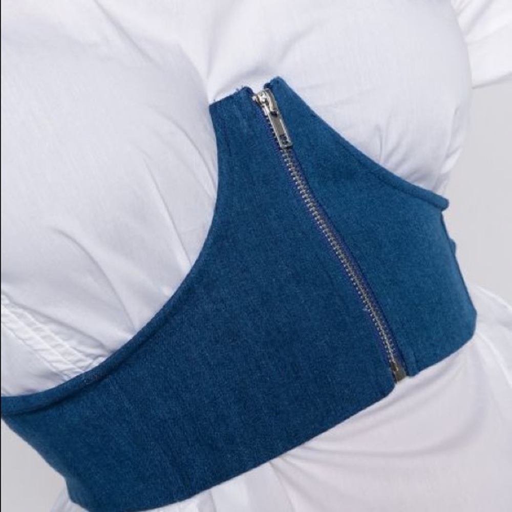 Plus Size Blue Denim Jean Corset Wide Waist Statement Belt